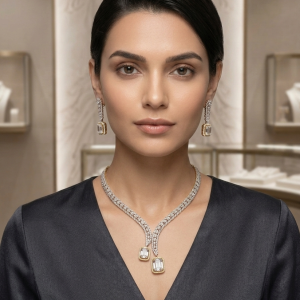 American diamond gold finish necklace | glorious jewels