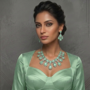 American diamond mint green necklace | glorious jewels