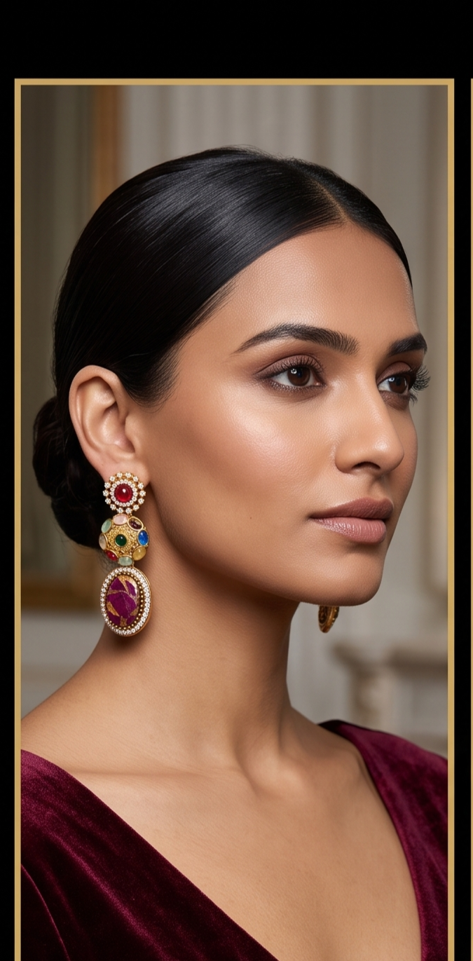 Doublet Stone Earrings - Image 2