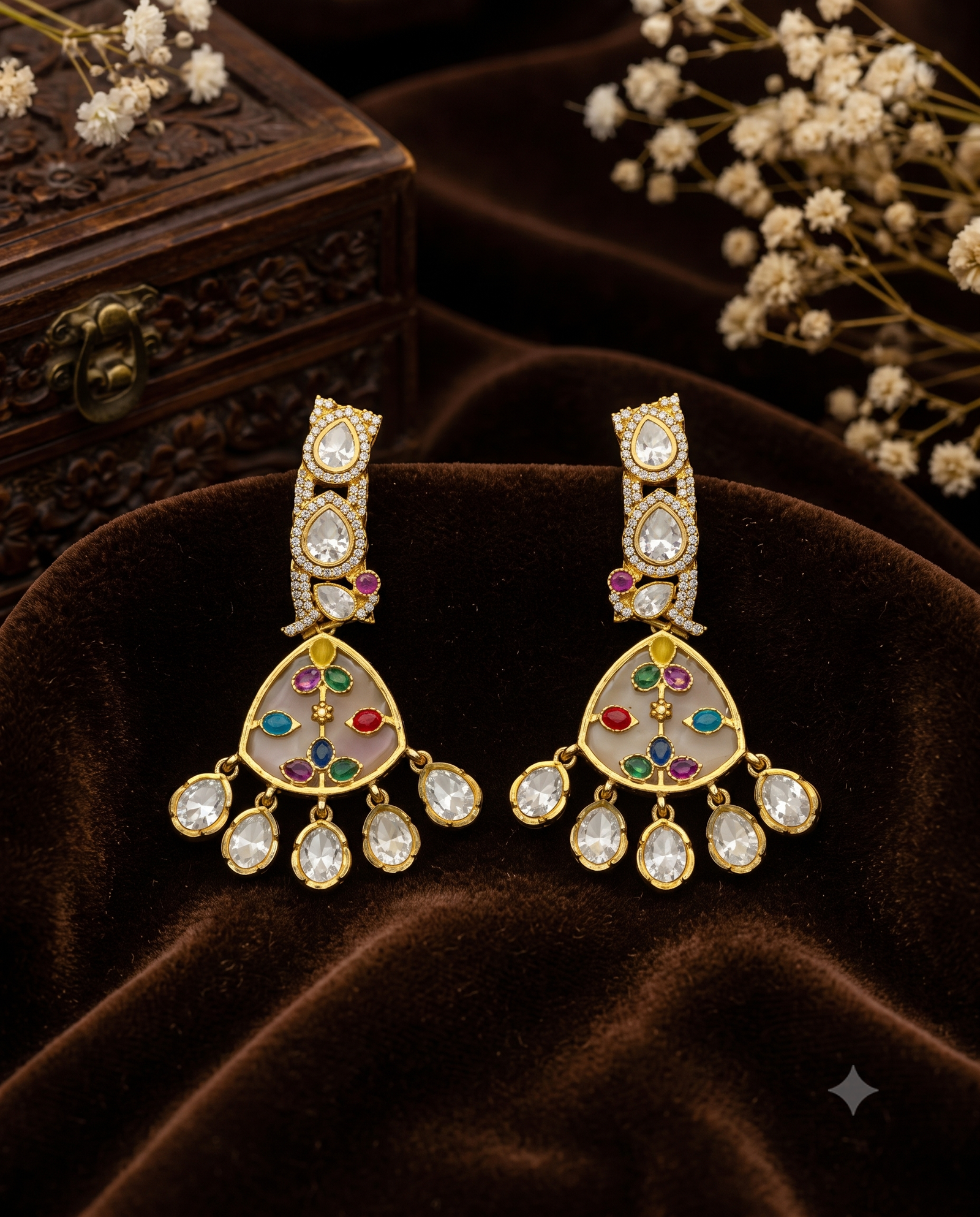 Mop Kundan Earrings - Image 2