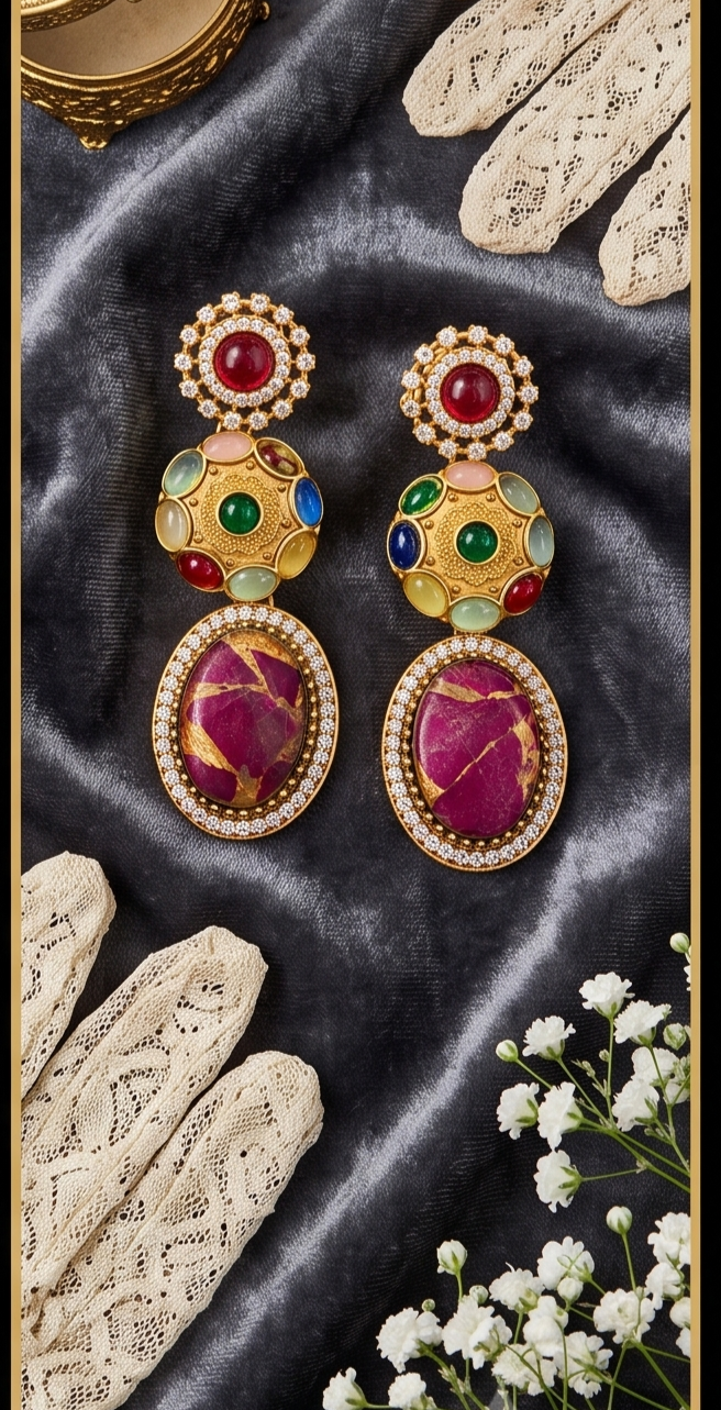 Doublet Stone Earrings - Image 3