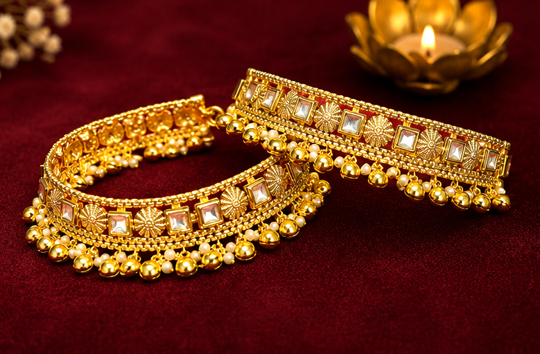 Traditional Payal ( Anklets) Broad - Image 3