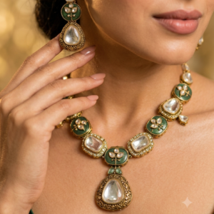Royal Meenakari & Kundan Statement Necklace with Drop Earrings